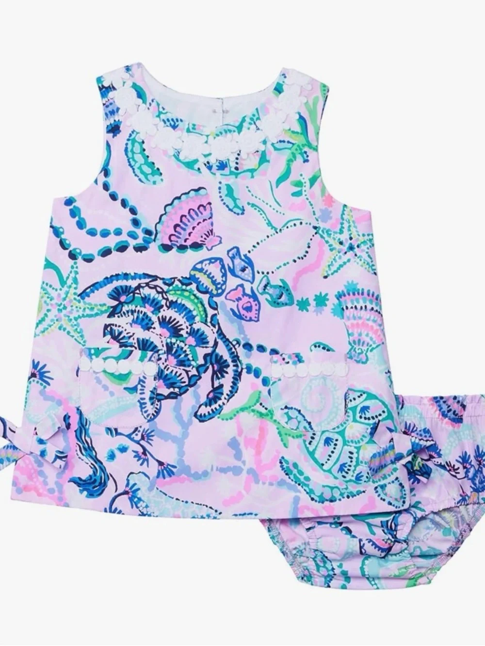 RARE Lilly Pulitzer Seashell Print Dress & Bloomers - Pink, Blue, Green 18-24M